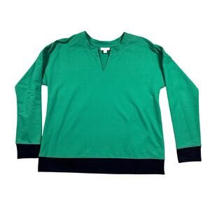J.Jill Green and Blue V-Neck Pullover Top Small